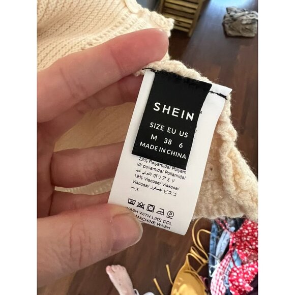 Shein Cream Knit Button Front Sweater Dress Spaghetti Strap Summer Beach Medium - Picture 3 of 4